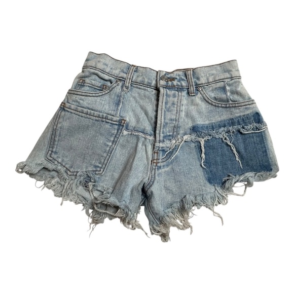 Revice Matchmaker Patch Denim Jean Button Fly Shorts Size 25 - Picture 1 of 9